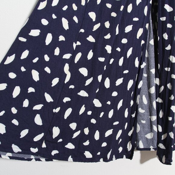 Reformation Sigmund Midi Dress Splatter Speckled Slit Navy Blue Long Sleeves 4 - Picture 11 of 16
